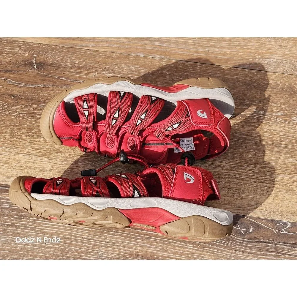Dannto Womens EU 37 Red Outdoor Sandals With Adjustable Straps &‎ Non-Slip Soles